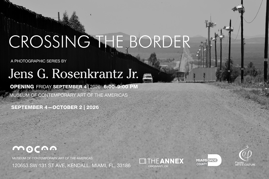 Crossing the Border exhibition poster featuring photography by Jens G. Rosenkrantz Jr.