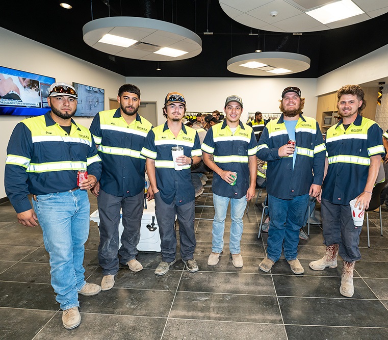 A group of our workers at the shop