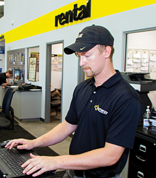 One of our teammates working the rental counter