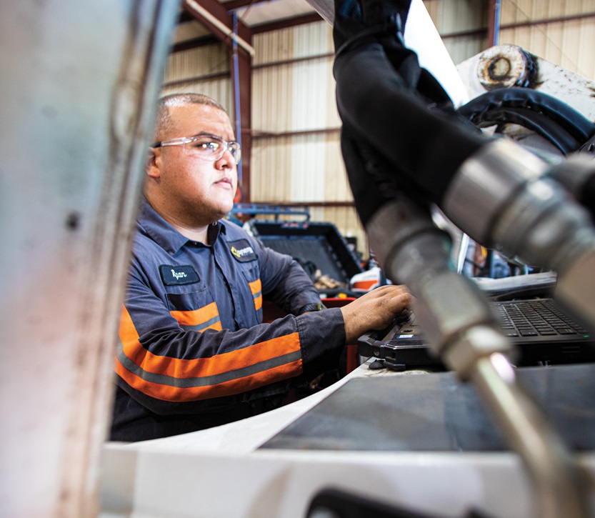 A technician is checking some diagnostics on his computer