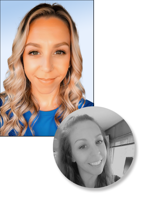 Composite photo of Kimberly Willis, one is her current professional headshot and the other is an image of her earlier in her career.