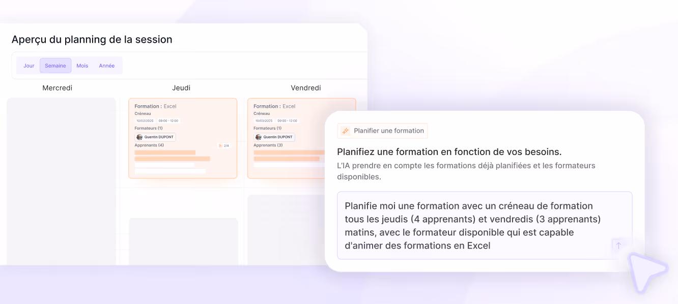 Planifiez vos sessions de formations grâce à un simple dialogue via l'assistant IA de SmartOF.