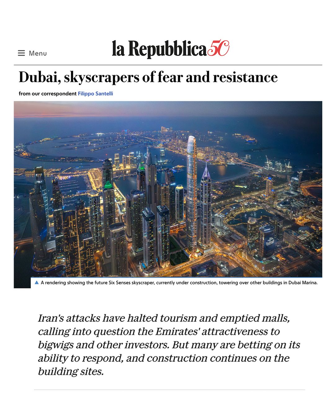 Dubai, skyscrapers of fear and resistance