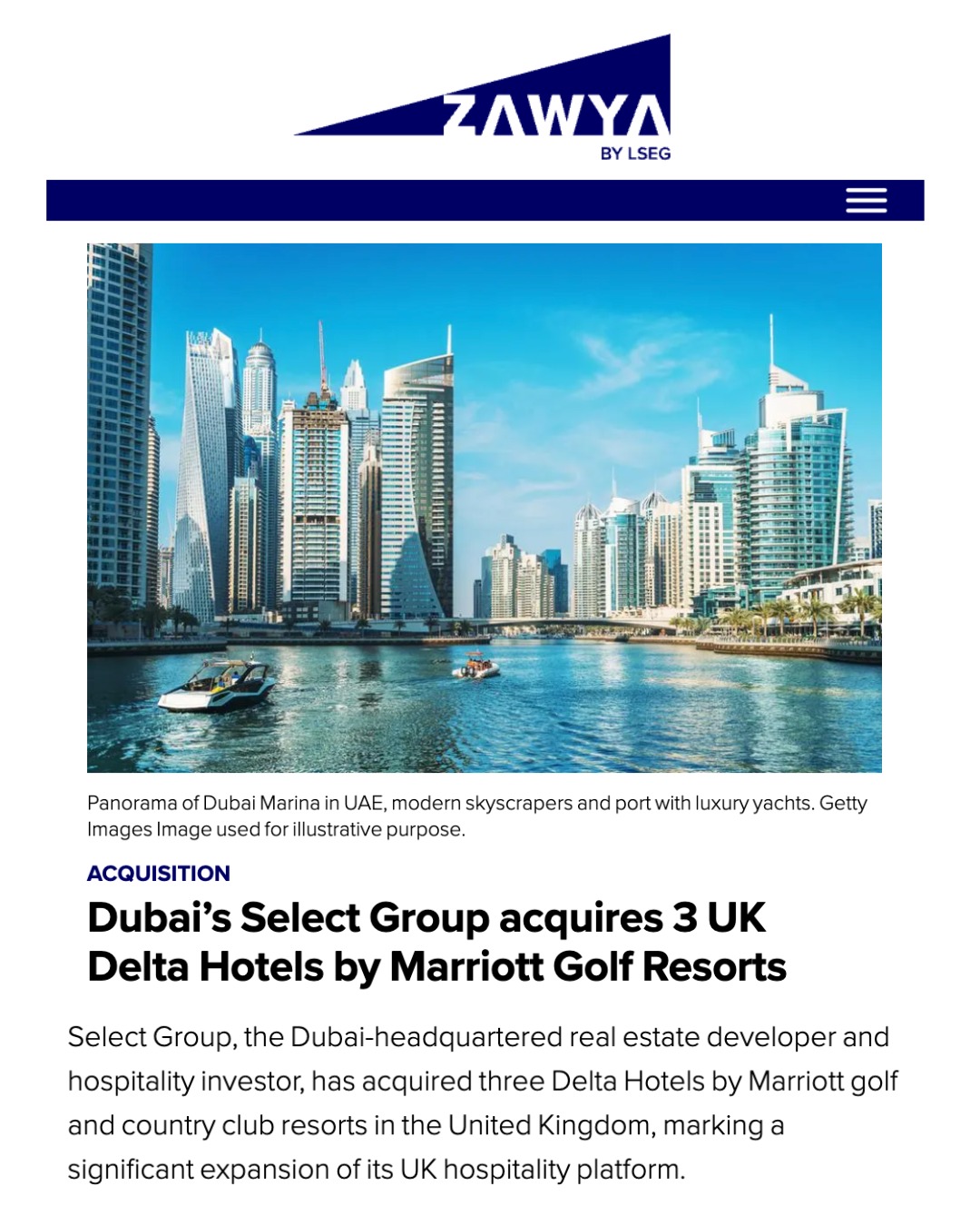 Dubai’s Select Group acquires 3 UK Delta Hotels by Marriott Golf Resorts