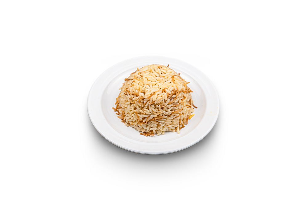 Fluffy white rice mixed with toasted brown vermicelli noodles