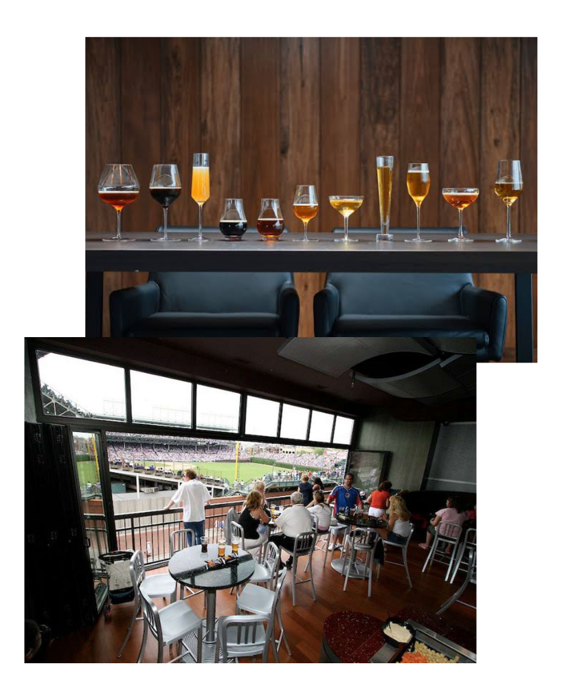 IMTS Collage showing Wrigley Rooftop in Chicago and Moody Tongue Beer Selection