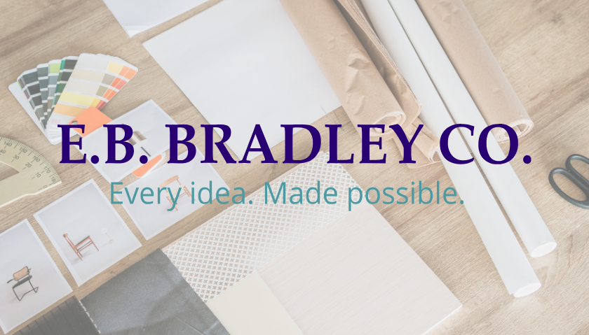 E.B. Bradley Co. Logo with the Interior Building Materials in the Background