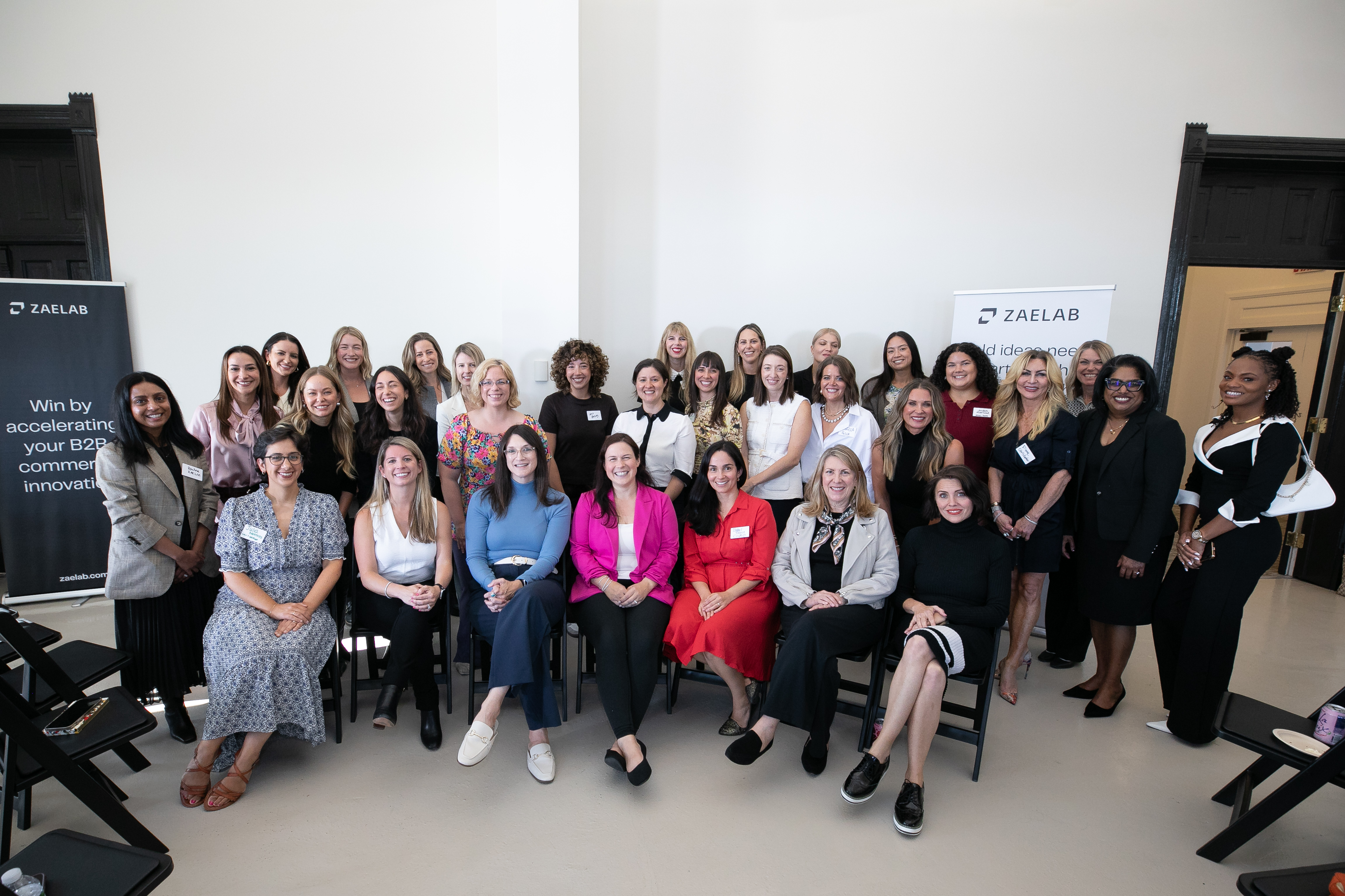 A groupd photo of all the event attendees at Women in B2B: the Thought Leadership Collective 2025 hosted d in Chicago by Zaelab
