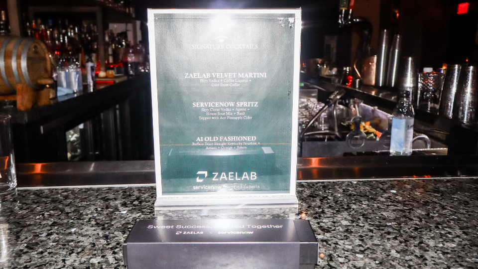 Drink Menu with Zaelab and ServiceNow-branded names