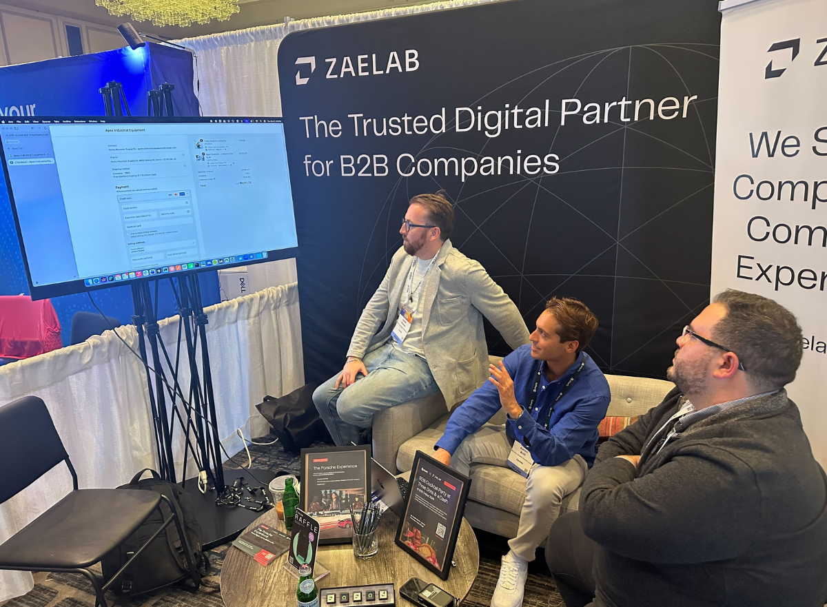 The Zaelab Team showing a demo of PortulGo for B2B on Shopify at B2B Online Chicago 2026