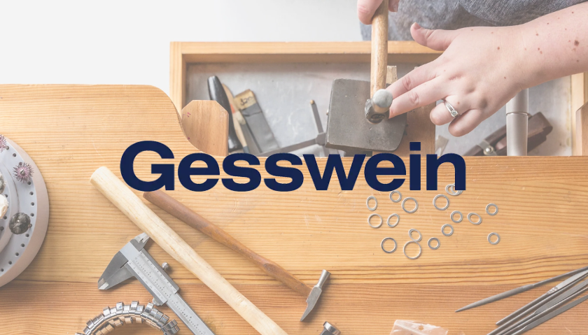 Gesswein logo on top of jewelry tools and equipment
