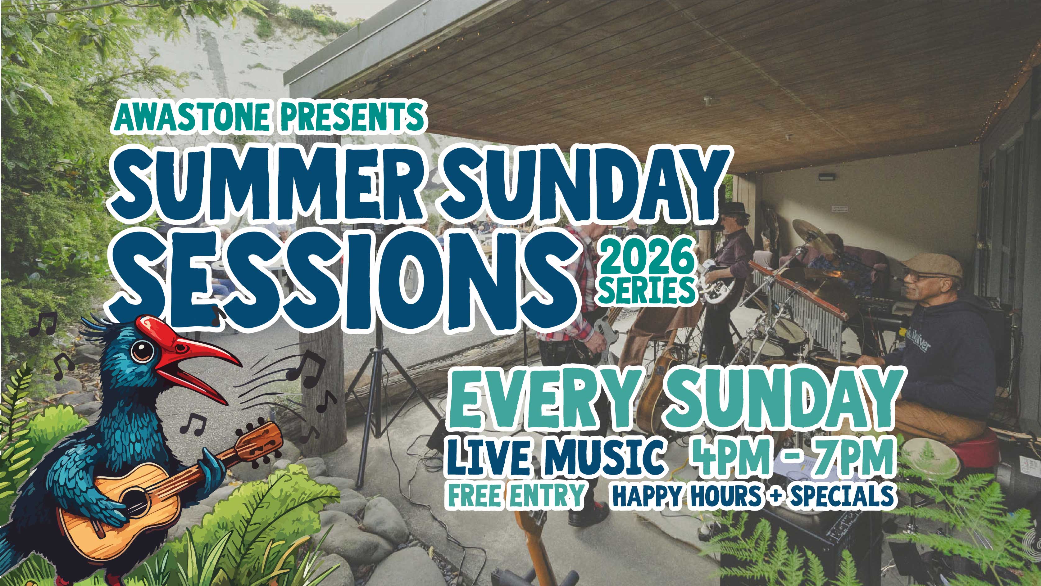 summer sunday sessions poster for awastone