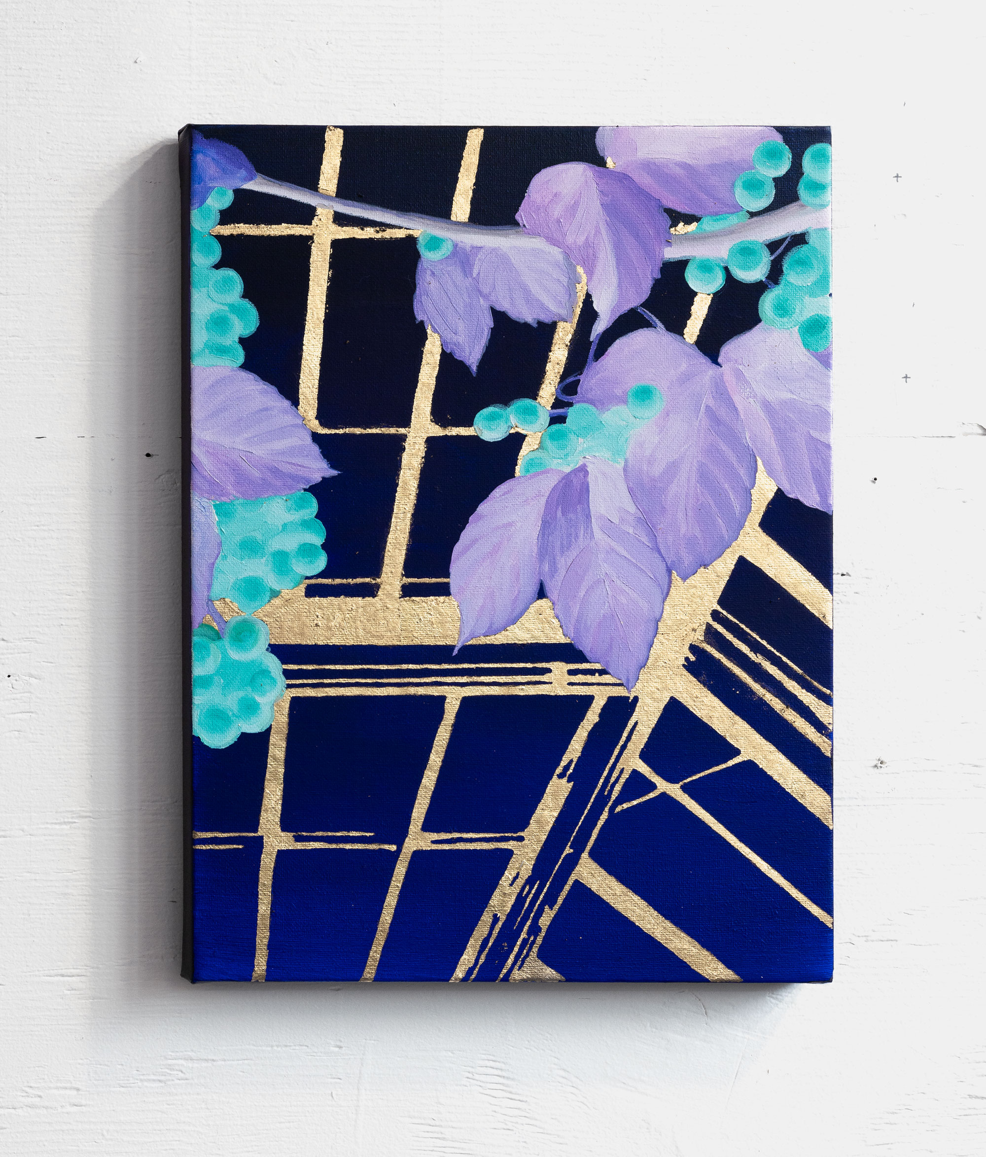 Let no machine forget the pulse of your heartbeat, oil & gold leaf on canvas, 11 x 14 in