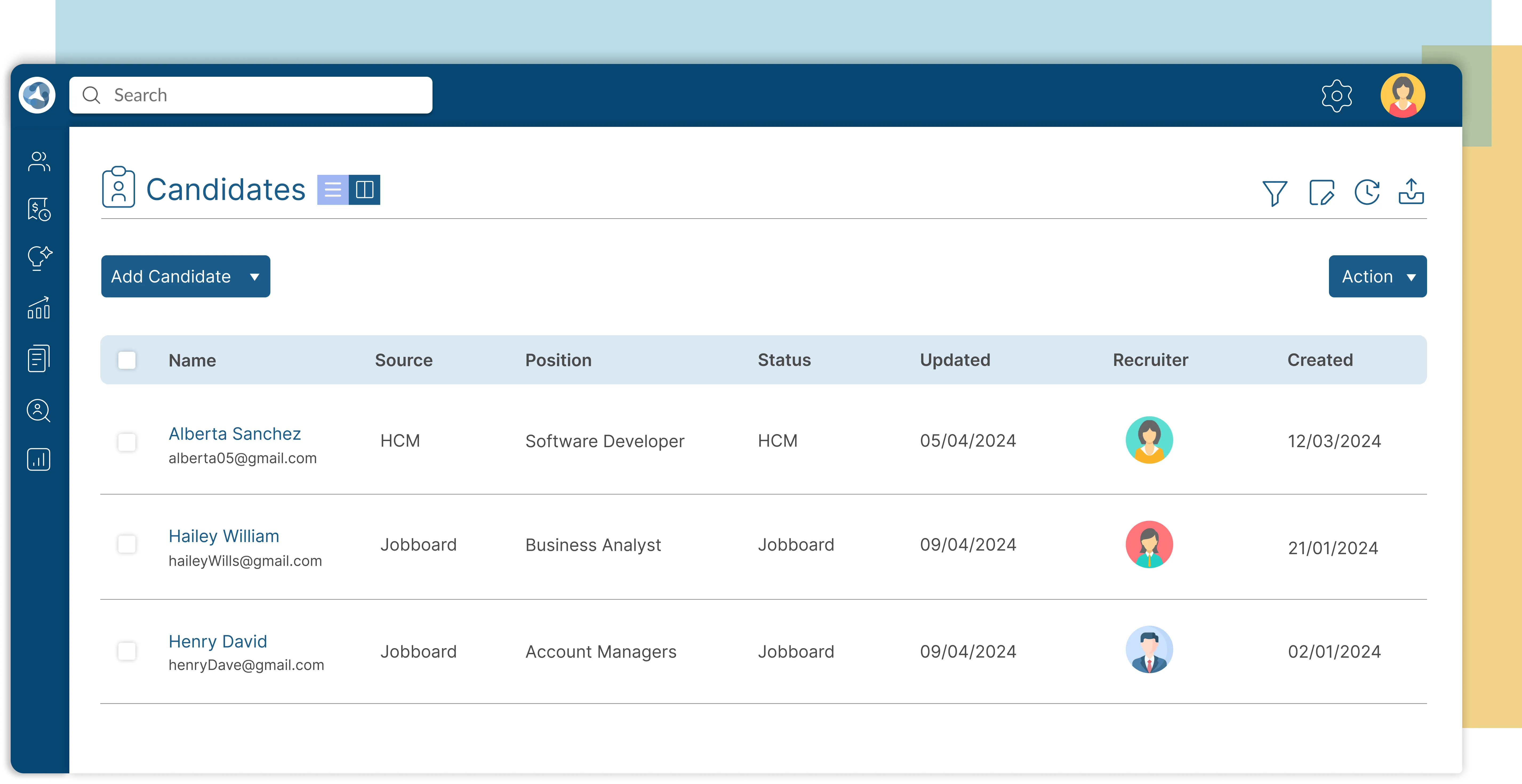 Map candidates to hiring stages, share details, and manage assessments seamlessly with ClayHR’s AI-powered applicant tracking system software