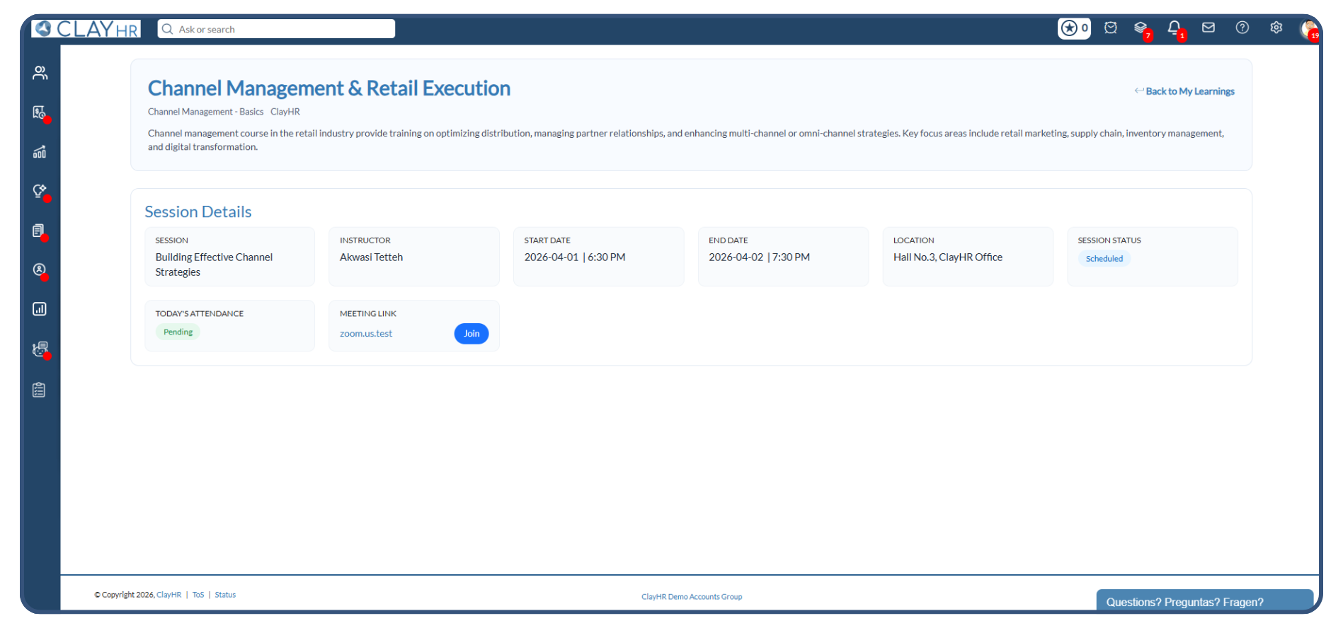 ClayHR integrated compliance training system automates training to meet regulations, track progress, and lower risks of non-compliance.