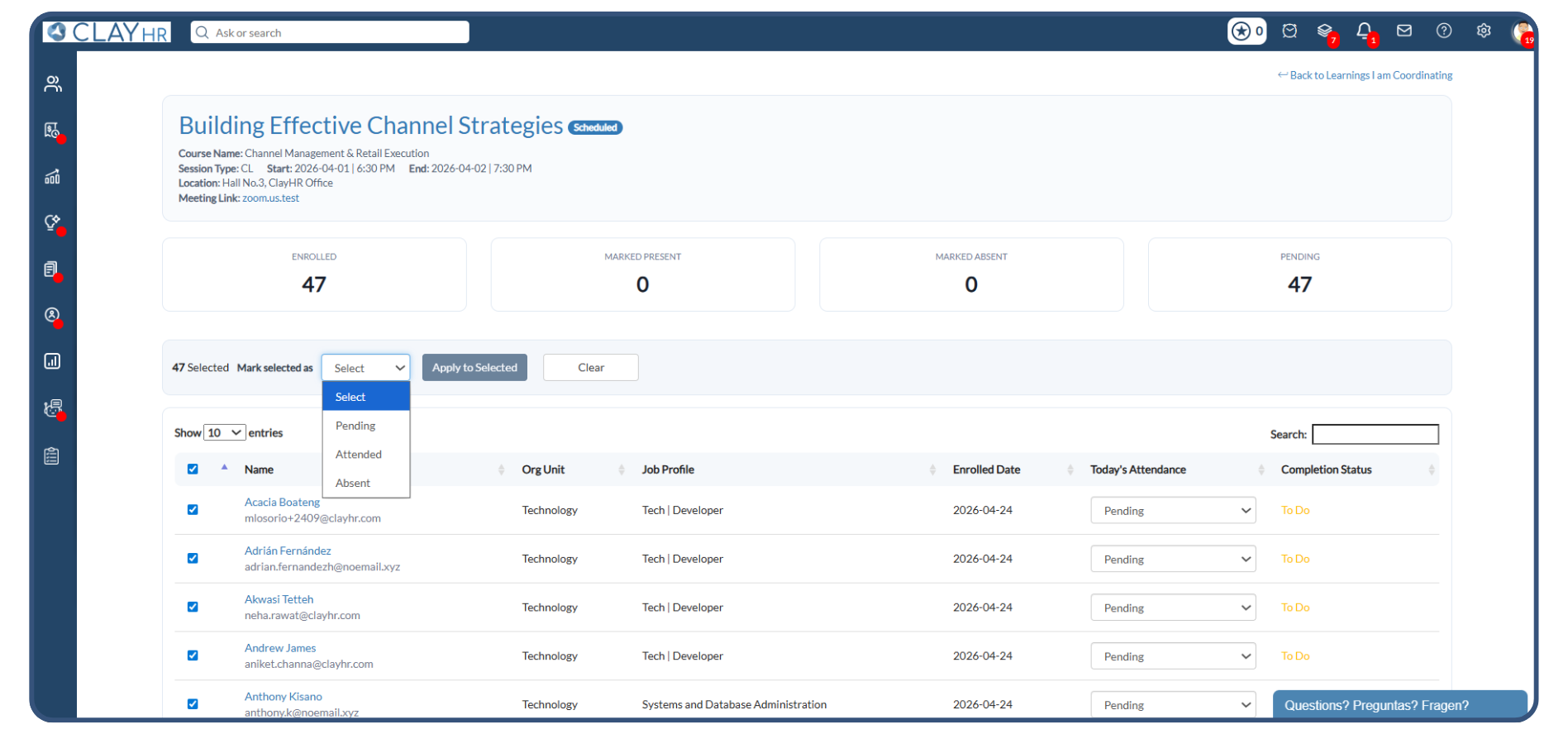 Personalized staff training solutions in ClayHR LMS create custom learning paths based on employee skill gaps, goals, and mentorship needs.