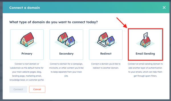 Email Sending Highlight - connect a domain Hubpot