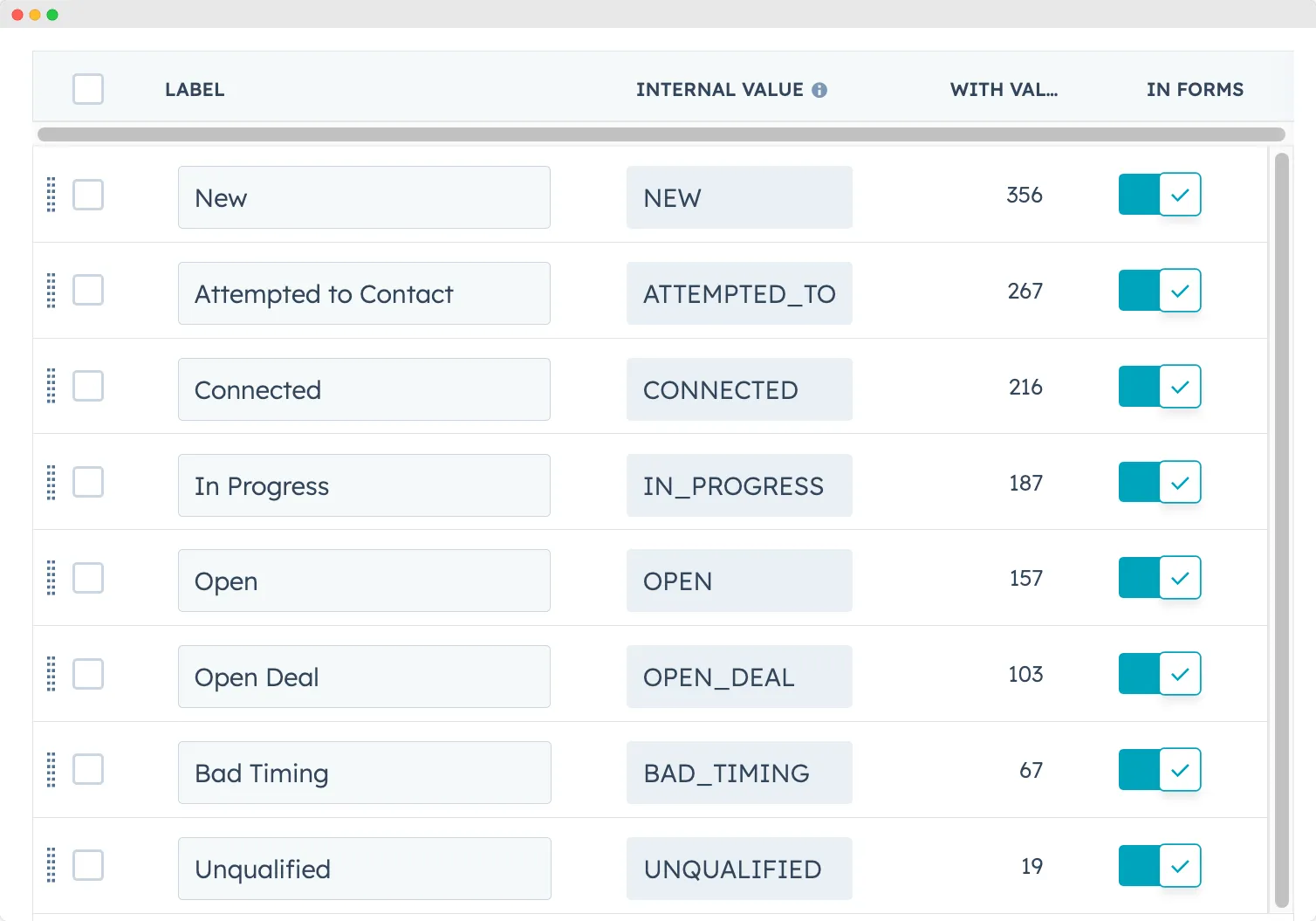 hubspot-default-lead-status-values