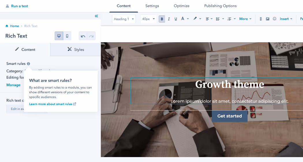 HubSpot Smart Rule | Edit a landing page to match visitors' smart content based preferences for accurate segmentation