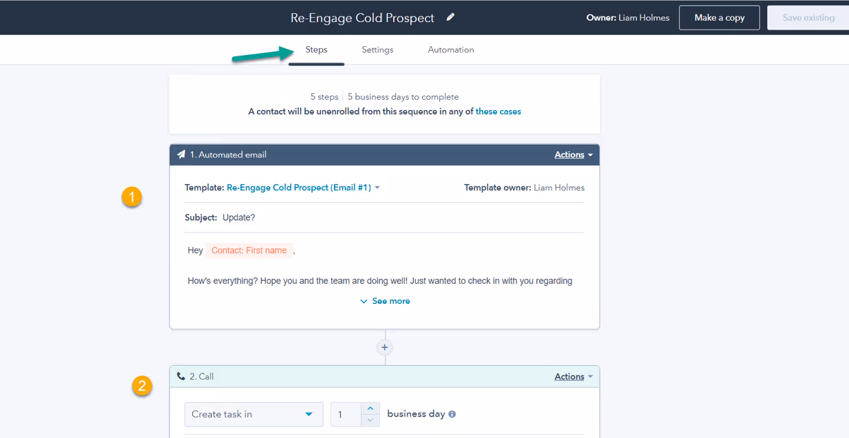 Creating sequences that re-engage cold leads