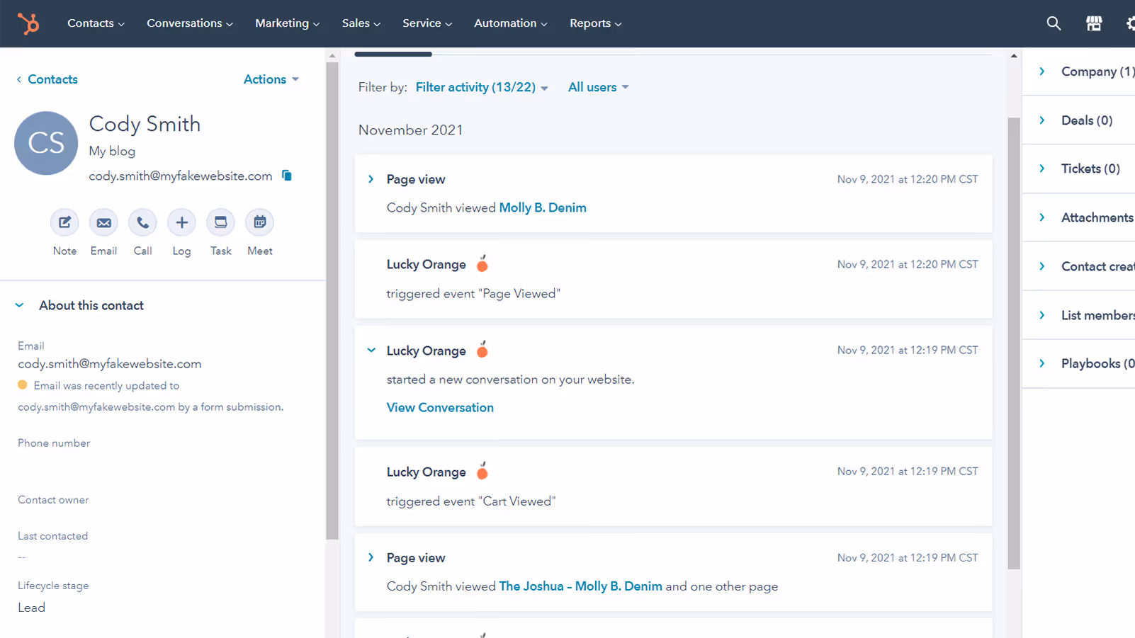 lucky orange hubspot integration