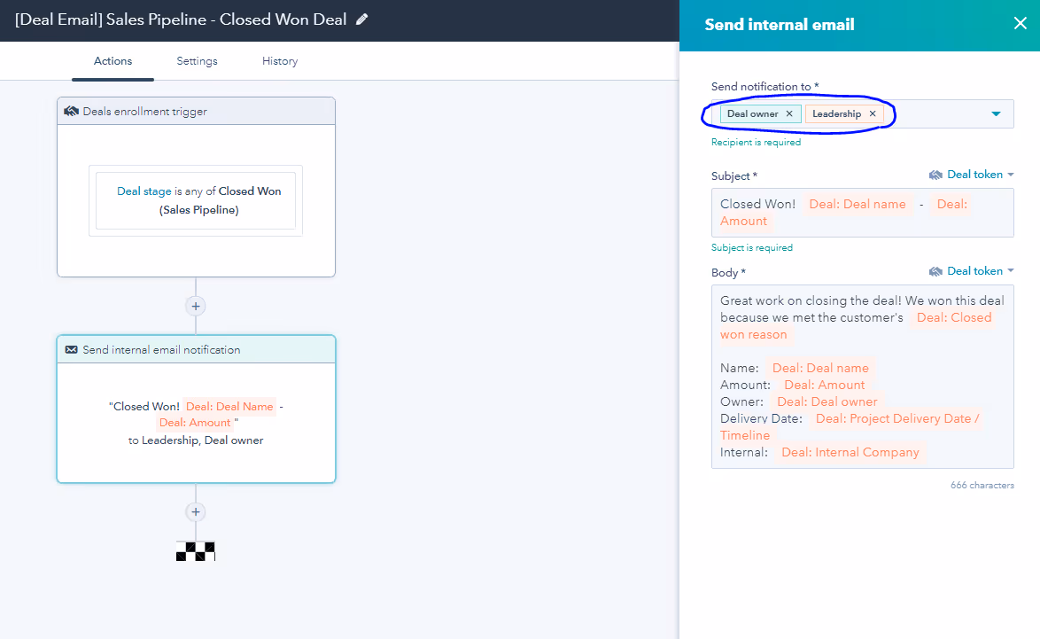 Closed Won Email Notification - HubSpot Community