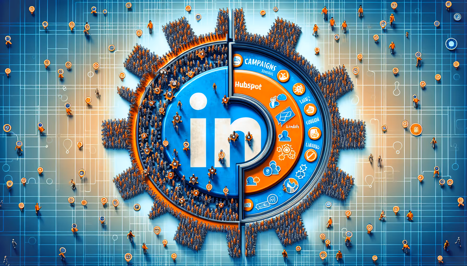 Illustration of a seamless integration between LinkedIn Ads and HubSpot