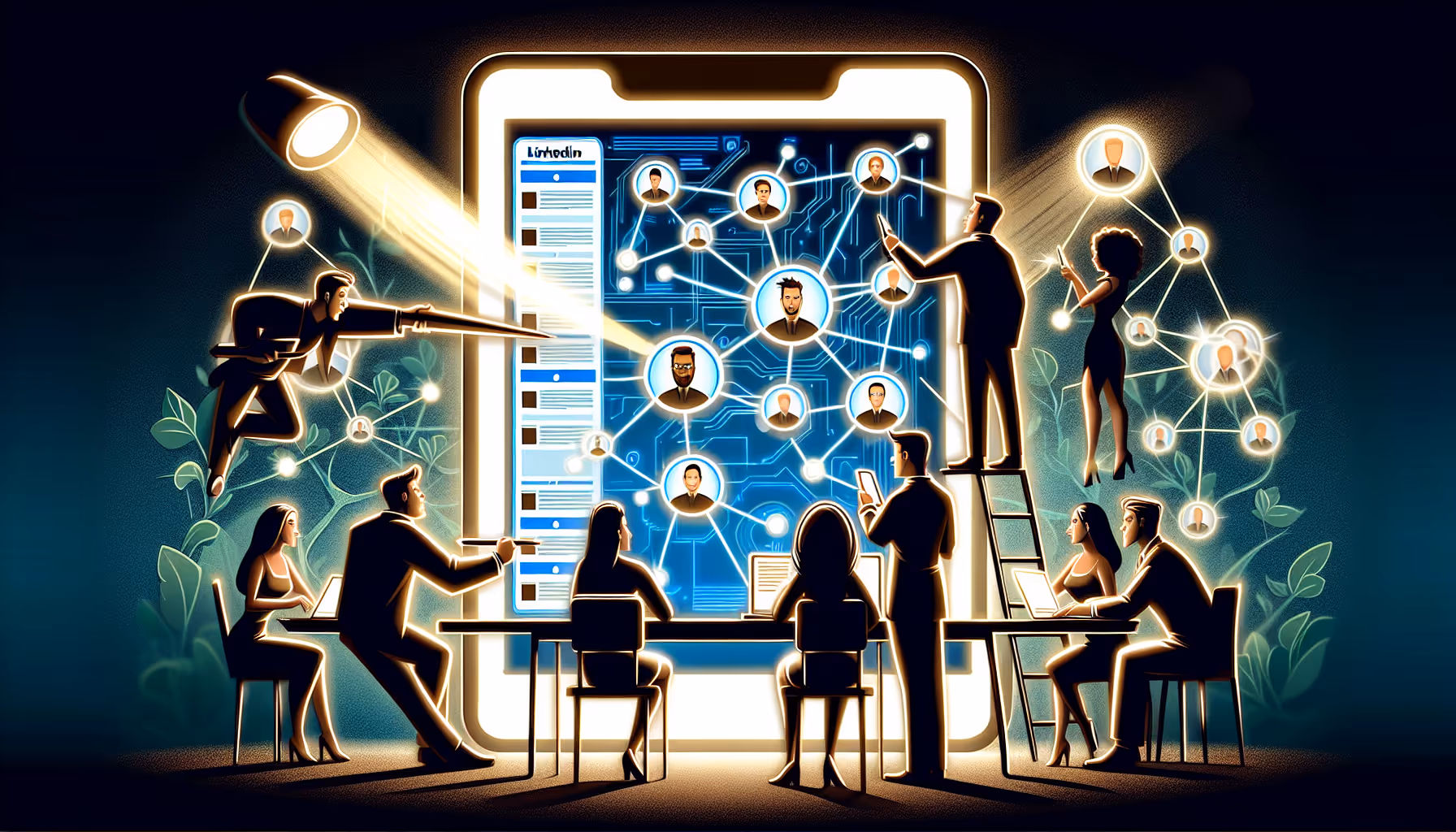 Cartoon of creating highly targeted LinkedIn ad campaigns