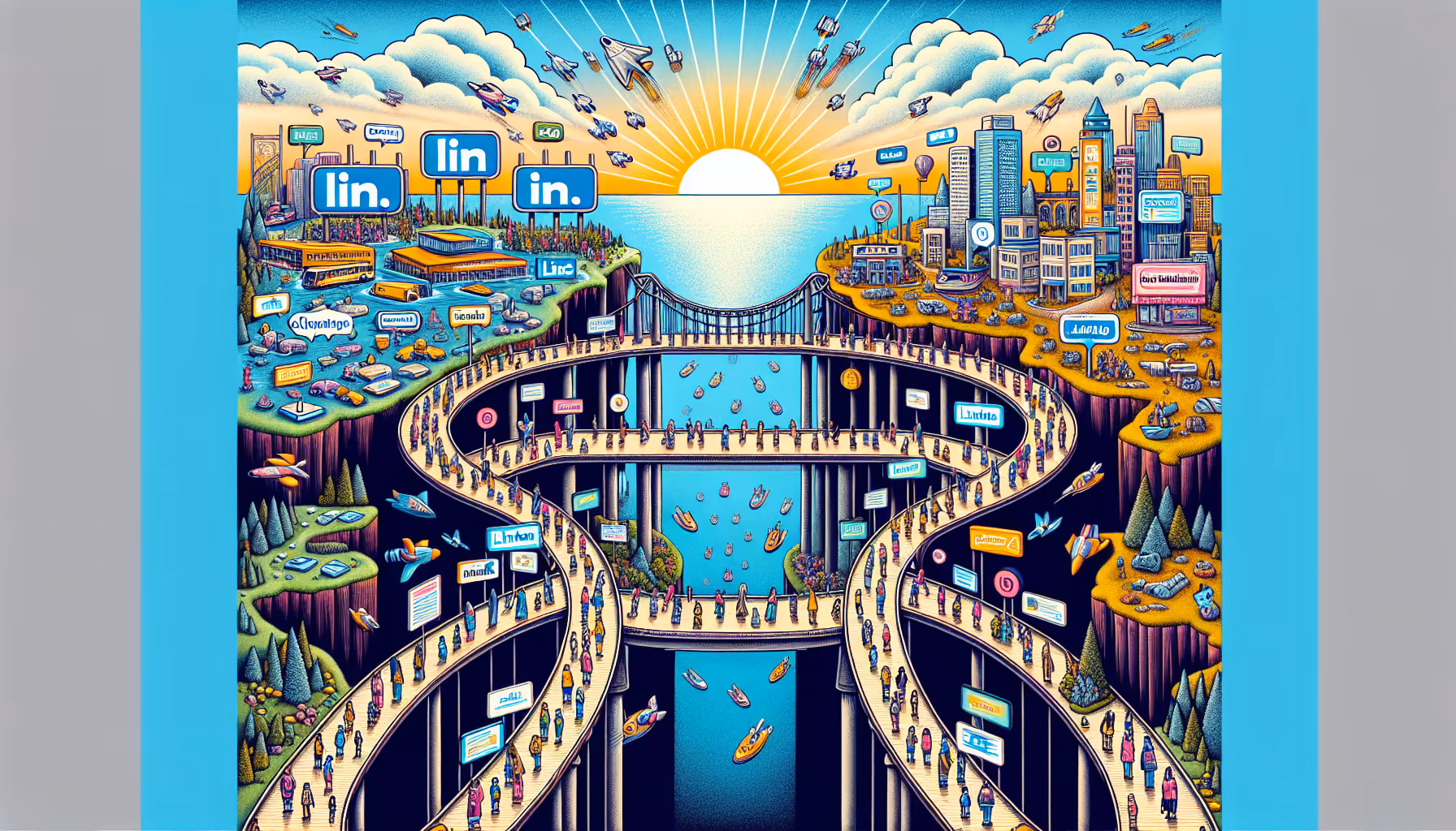 Illustration of steps to connect LinkedIn and HubSpot