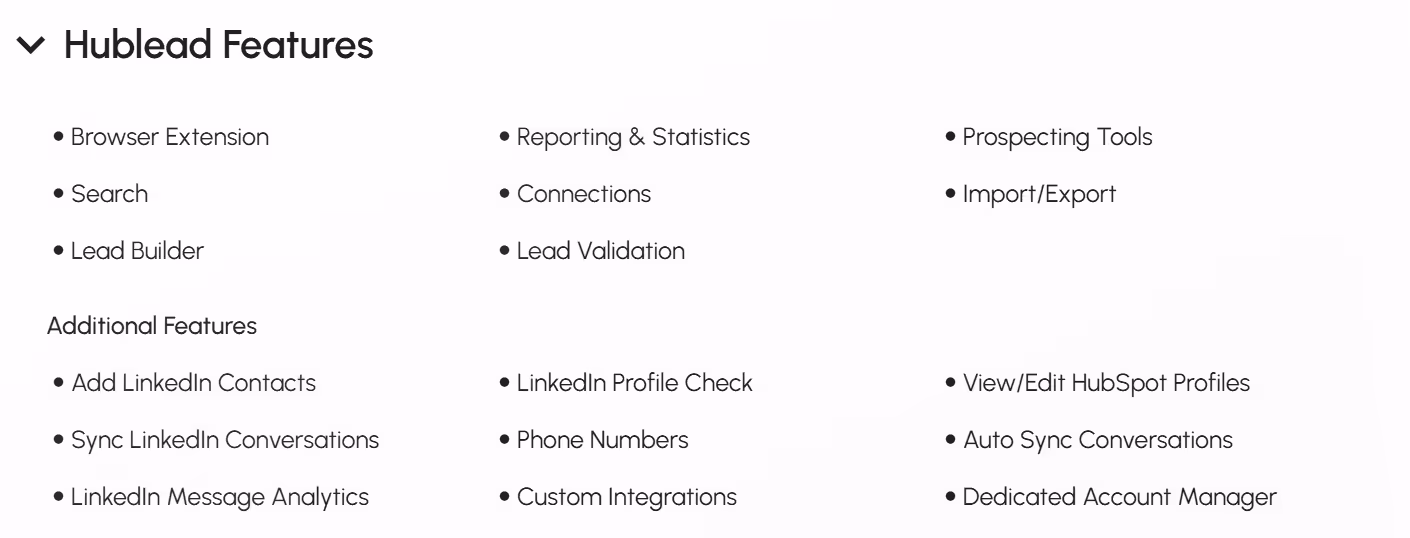 Discover all Hublea 's features - Linkedin HubSpot Integration