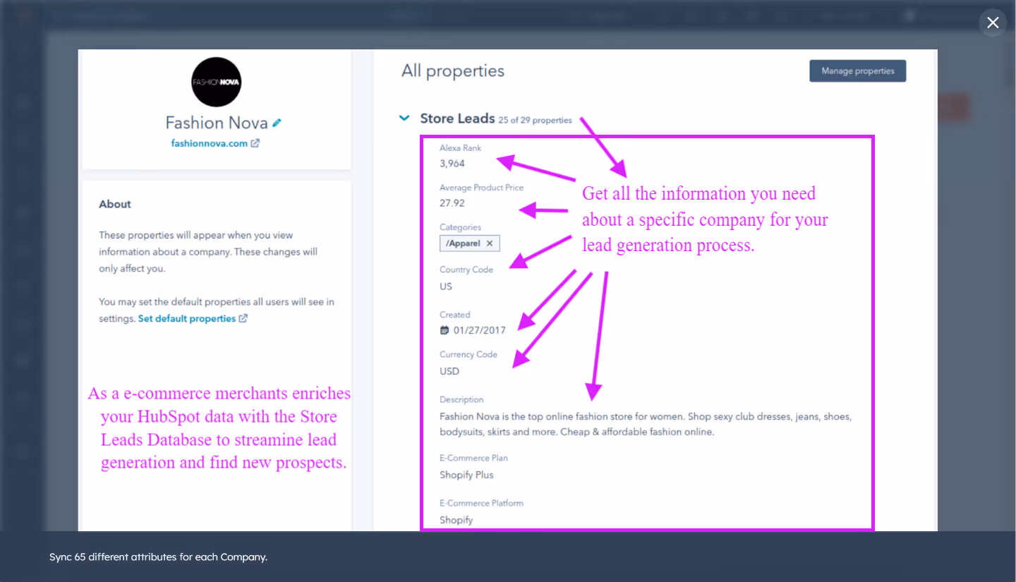 Hublead | Use Store Leads within HubSpot for your data enrichment efforts as e-commerce merchants
