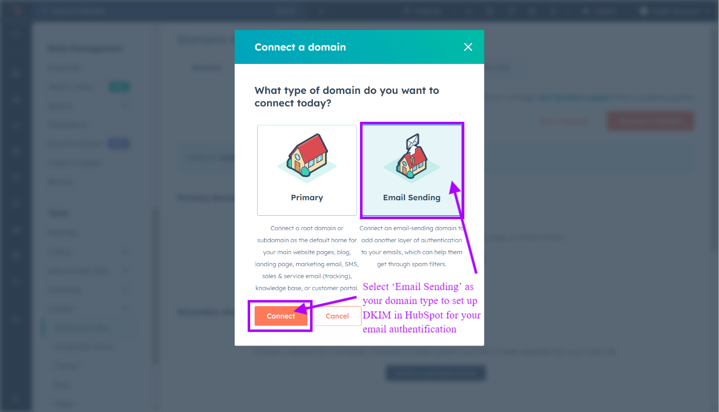 Connect your email sending domain to HubSpot for email authentication 