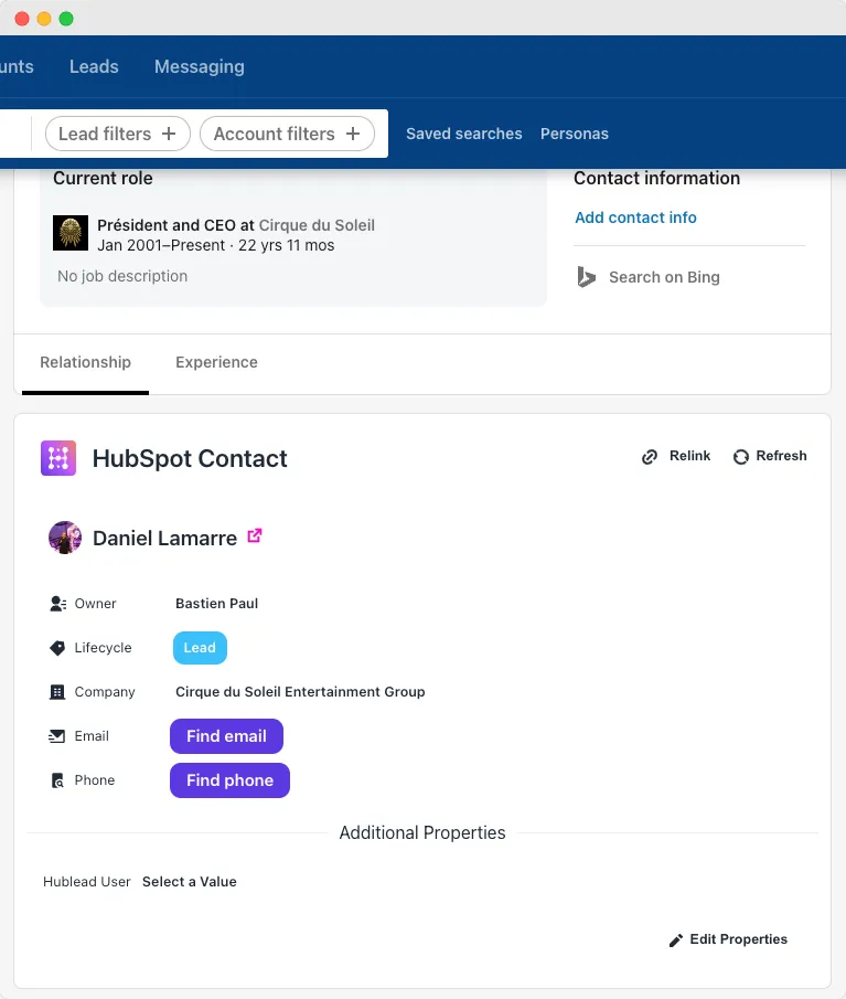 import linkedin sales navigator contacts to hubspot 