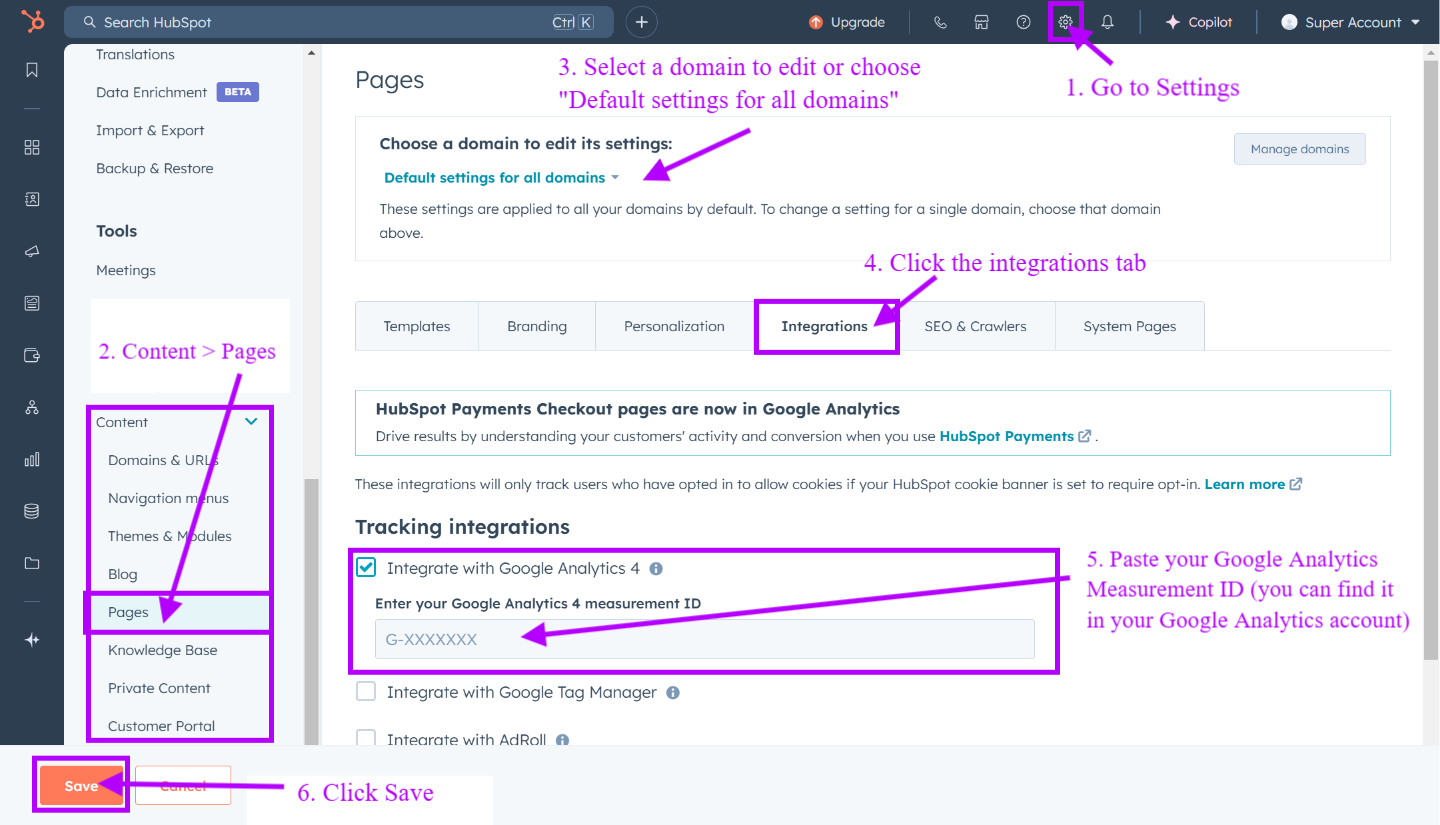 Connect Google Analytics to HubSpot using the Measurement ID 