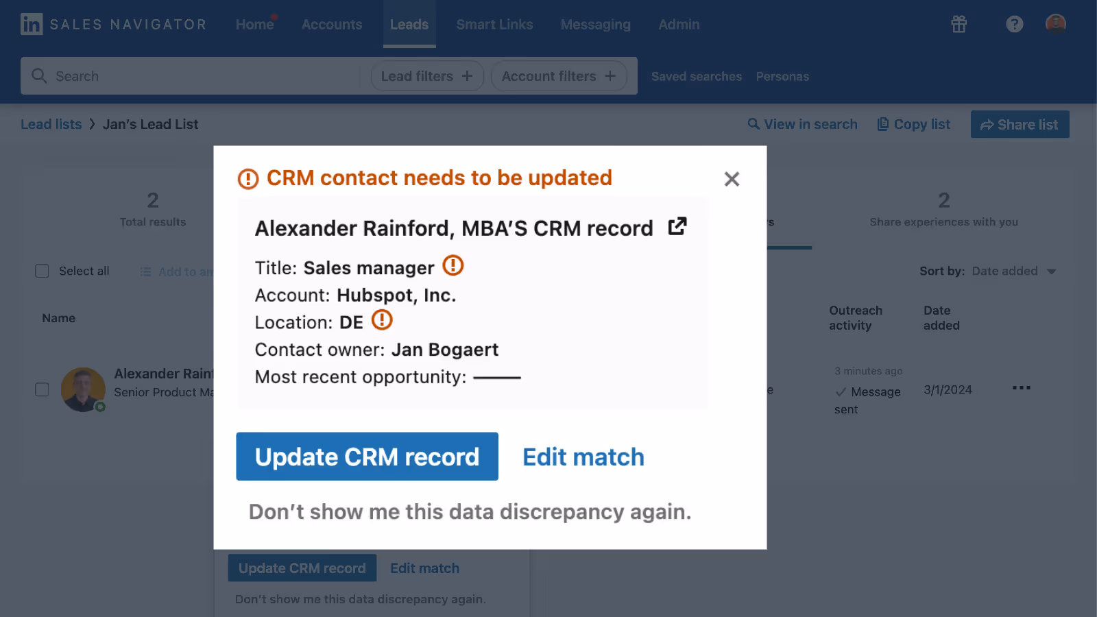 Keep your data up to date