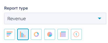 Screenshot showing HubSpot report data visualization options.