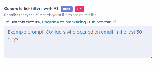 Screenshot - AI list generation in HubSpot