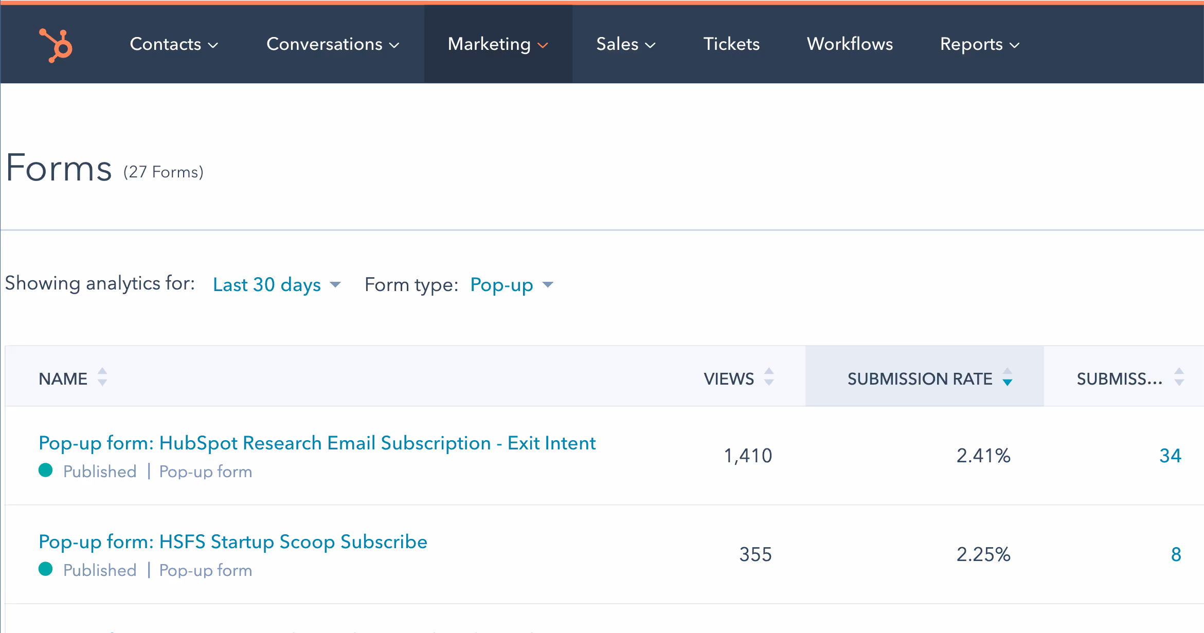 Pop-up-reporting form - lead flows - HubSpot