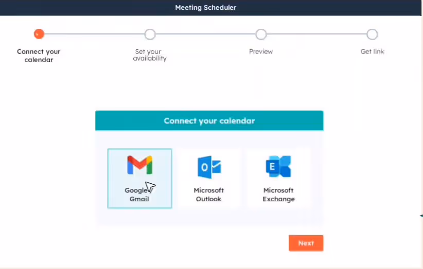 connect calendar to hubspot with meetings tool