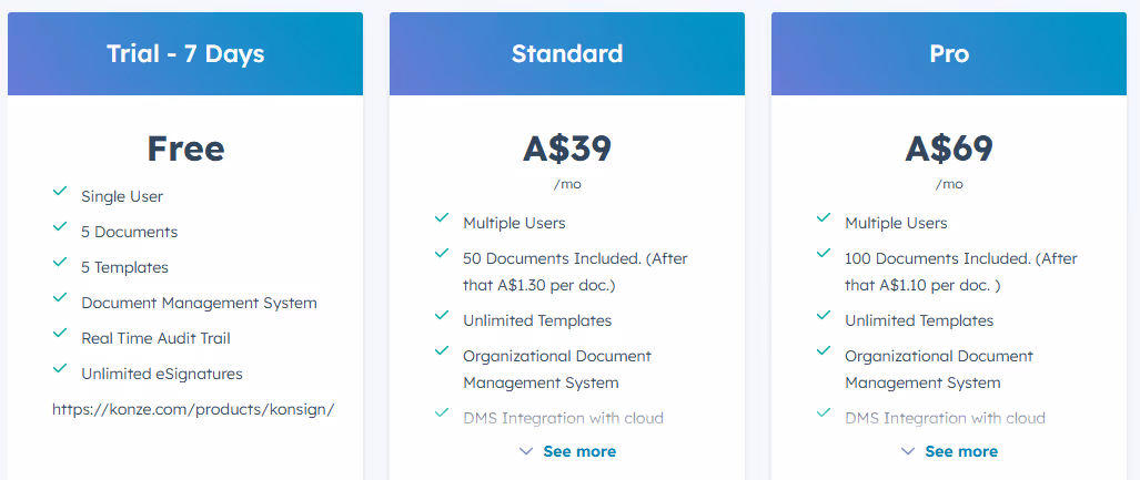 KONSIGN pricing