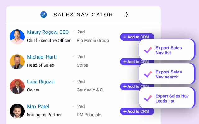 LinkedIn Sales Navigator data integration in HubSpot with Hublead | new contacts and key people connected to  yor crmto save time