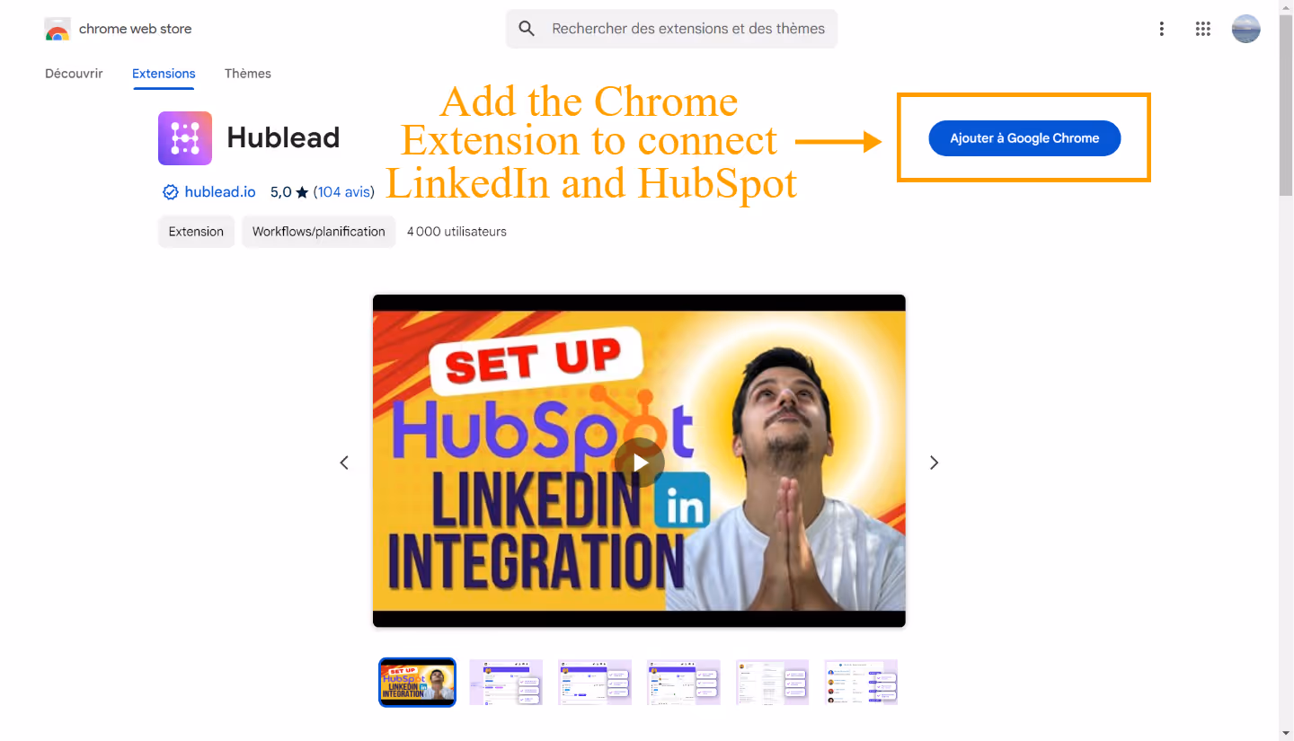 Download Hublead Chrome Extension to sync HubSpot and LinkedIn