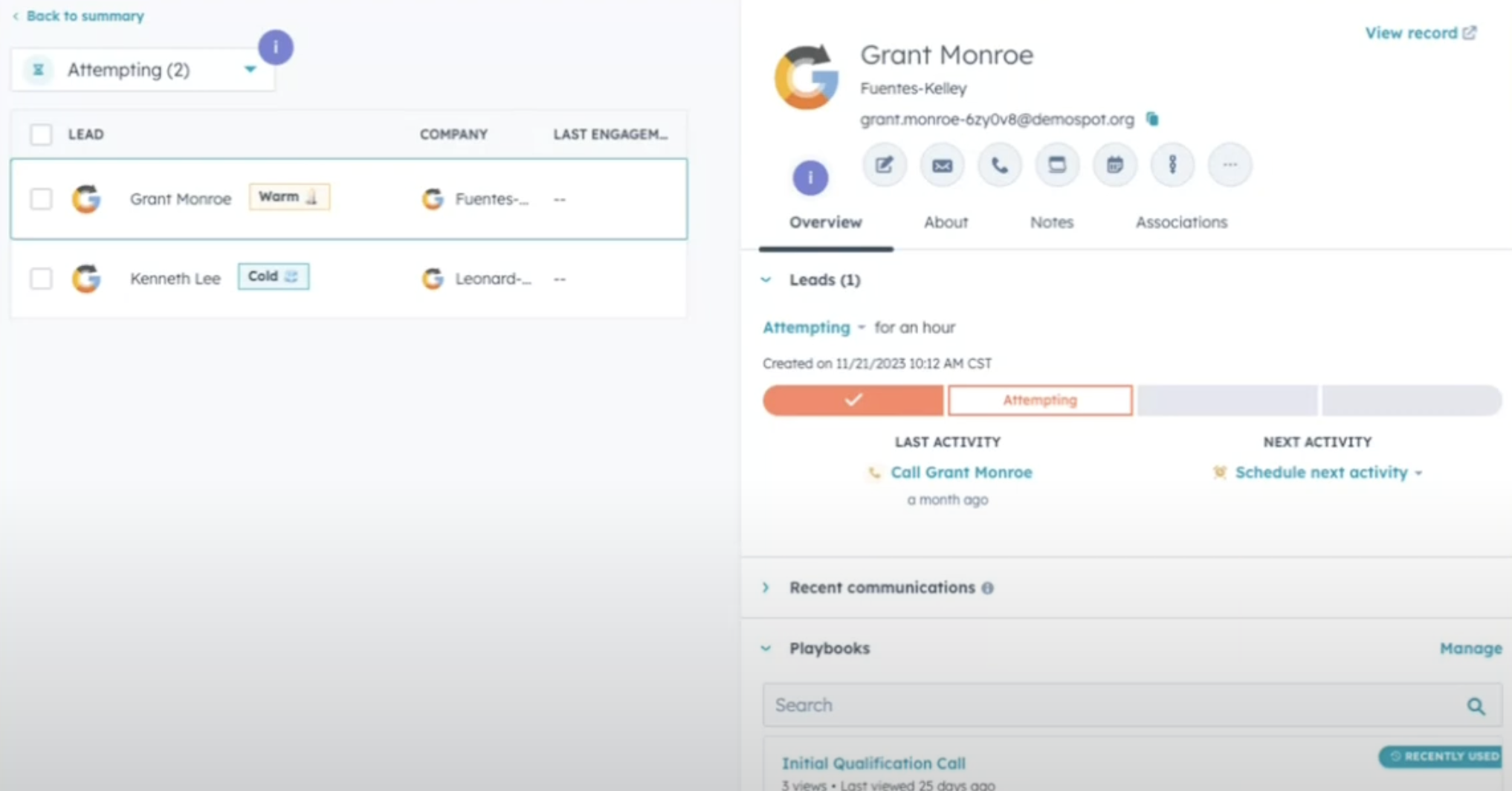 HubSpot prospect tool view