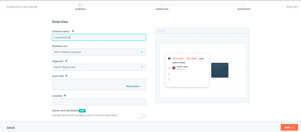 Scheduling Meeting Page Builder HubSpot 