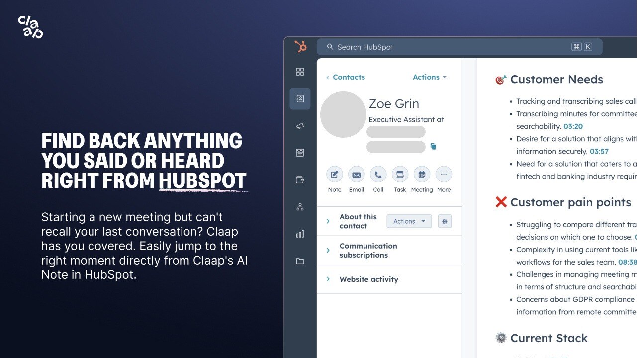 Find back anything you said or heard right from HubSpot