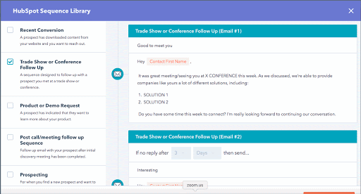 hubspot sequences tool library