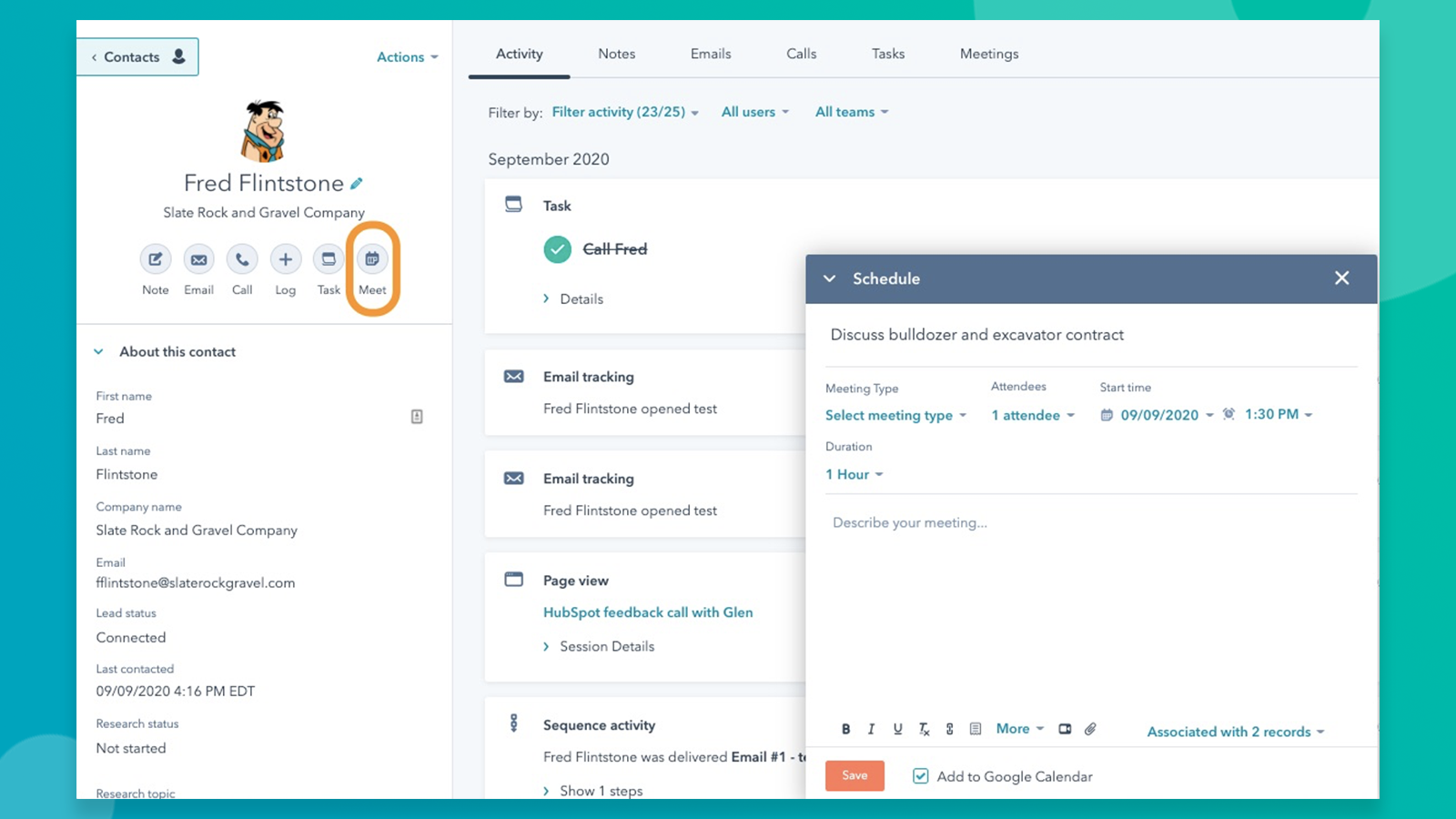 Meetings direkt im HubSpot-Datensatz erstellen