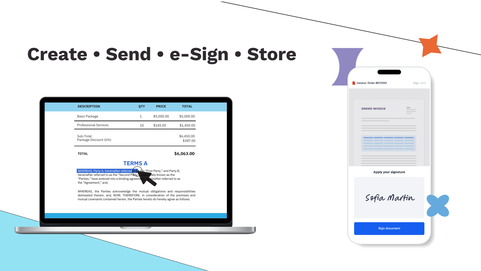 S-Docs te permite crear, enviar, firmar electrónicamente y almacenar en un solo lugar.
