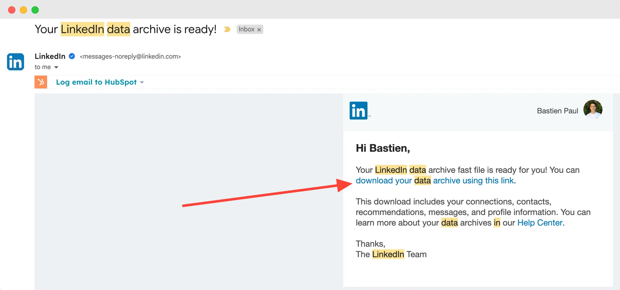 linkedin-datenarchiv per gmail herunterladen