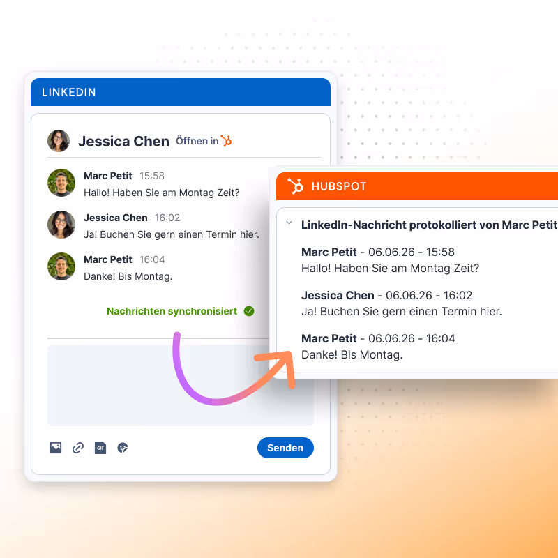 LinkedIn-Nachrichten mit einem Klick nach HubSpot synchronisieren